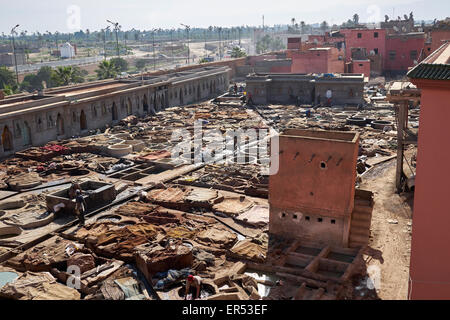 Die Gerbereien in der Medina Bezirk, Marrakesch, Marokko, Nordafrika Stockfoto