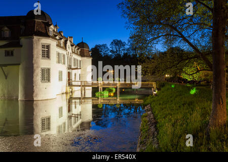 Am Abend Schloss Bottmingen, Kanton Basel-Landschaft, Schweiz. Stockfoto