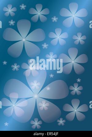 Abstrakte blauen Gradienten Hintergrund mit transparenter Blume. Stock Vektor