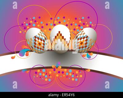Grußkarte mit bunten Ostereiern. Stock Vektor