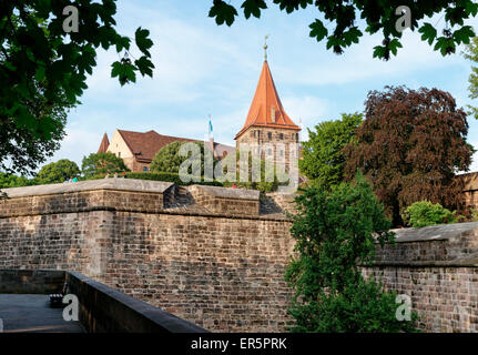 Bastionen der Kaiserburg, Nürnberg, Franken, Bayern, Mitteldeutschlands Stockfoto