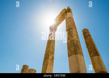 Tempel des Herkules im Sonnenlicht, Amman, Jordanien, Naher Osten Stockfoto