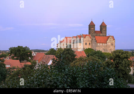 Schloss und Stiftskirche Kirche St. Servatius am Schlossberg, Quedlinburg, Harz, Sachsen-Anhalt, Deutschland, Europa Stockfoto