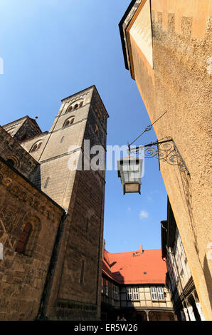 Schloss und Stiftskirche St. Servatius, Quedlinburg, Harz, Sachsen-Anhalt, Deutschland, Europa Stockfoto