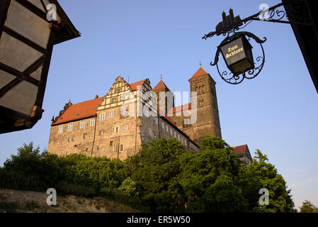 Schloss und Stiftskirche Kirche St. Servatius am Schlossberg, Quedlinburg, Harz, Sachsen-Anhalt, Deutschland, Europa Stockfoto