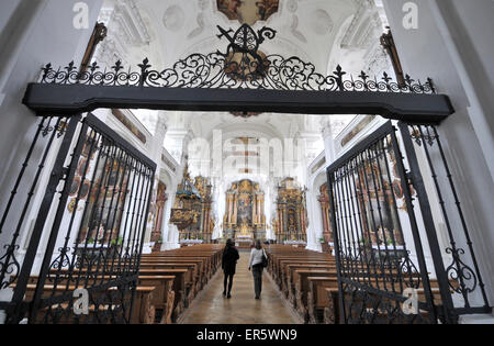 Innen Irsee Kloster in der Nähe von Kaufbeuren, Ostallgaeu, Schwaben, Bayern, Deutschland Stockfoto