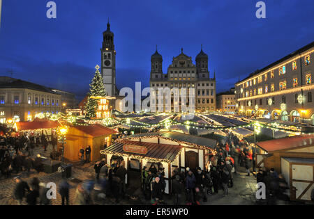 Christkindlmarkt am Rathausplatz-Platz, Augsburg, Schwaben, Bayern, Deutschland Stockfoto