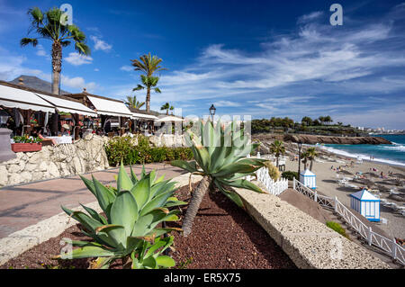 Strand und Strand Promenade, Bahia Del Duque Resort Teneriffa, Kanarische Inseln, Spanien Stockfoto
