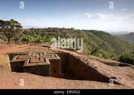 Monolithische Kirche Bet Giyorgis, Kirche des Hl. Georg, Lalibela, Amhara Region, Äthiopien Stockfoto