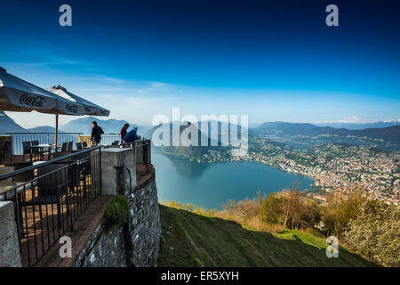 Panoramablick, Monte Bre, Lugano, Lago di Lugano, Kanton Tessin, Schweiz Stockfoto