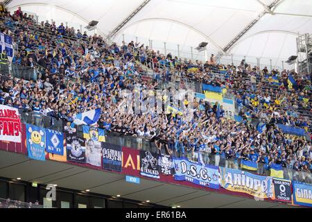 "Dnipro" fans, 27. Mai 2015 - Fußball / Fußball: UEFA Europa League Finale match zwischen FC Dnipro Dnipropetrovsk 2-3 Sevilla FC im Stadion Narodowy in Warschau, Polen. (Foto von Maurizio Borsari/AFLO) Stockfoto