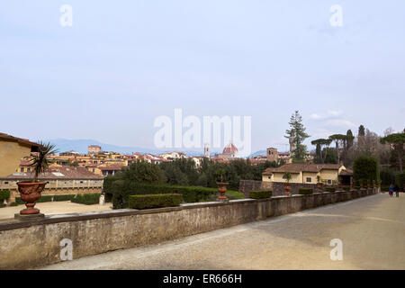 Boboli-Gärten, Florenz mit Dom im Hintergrund Stockfoto
