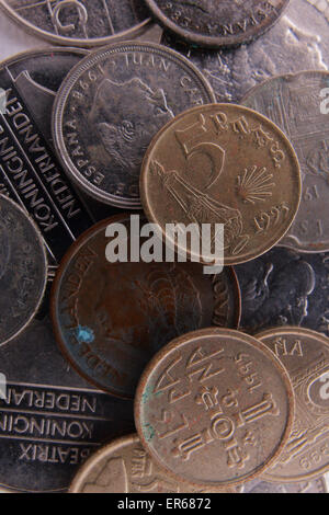 alte europäische Münzen Stockfoto