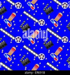 Muster-Kino. Film und Film und Popcorn. Vektor-illustration Stockfoto
