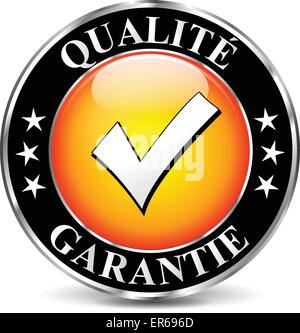 Französischer Übersetzung für Qualität Orange und schwarz Runde Symbol Stock Vektor