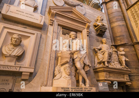 England, London, Westminster Abbey, Poets Corner, Shakespeare-Denkmal Stockfoto