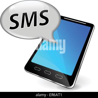 Vektor-Illustration von Handy mit Sms-Sprechblase Stock Vektor