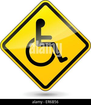 Vektor-Illustration von Behinderten gelbes Schild auf weißem Hintergrund Stock Vektor