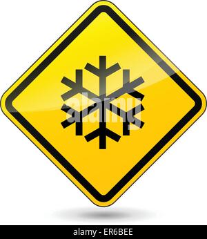 Vektor-Illustration des Eises gelbe Zeichen auf weißem Hintergrund Stock Vektor