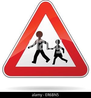 Vektor-Illustration von Dreieck Verkehrszeichen für Vorsicht Fußgänger Stock Vektor