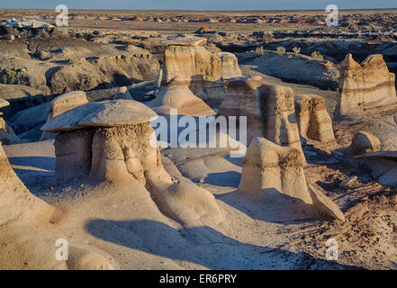 Steil erodierten Felsformationen in den Bisti De-Na-Zin Wilderness im San Juan County, New Mexico. Stockfoto