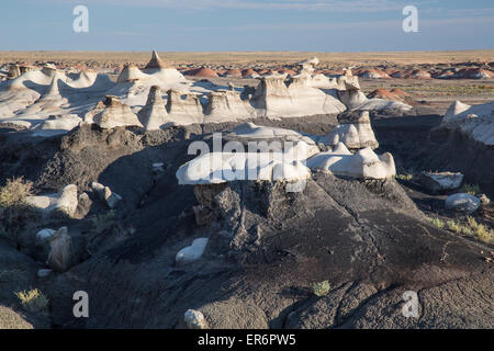 Steil erodierten Felsformationen in den Bisti De-Na-Zin Wilderness im San Juan County, New Mexico. Stockfoto