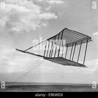 Ansicht von der linken Seite des 1900 Wright Segelflugzeugs vor dem Einbau Stockfoto