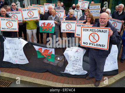 Llangefni, Anglesey, Wales, UK. 28. Mai 2015. Pylon Protest Llangefni Anglesey Wales Credit: Robert Eames/Alamy Live News Stockfoto