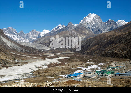 Die Sherpa-Siedlung von Pheriche in der oberen Khumbu-Region von Nepal Stockfoto
