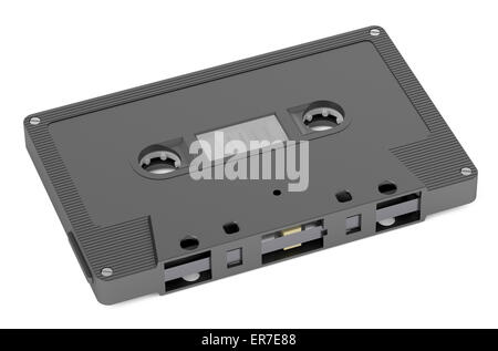 Black Audio Kassette isoliert auf weißem Hintergrund Stockfoto