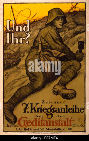 Und Ihr? Zeichnet 7. Kriegsanleihe Stockfoto