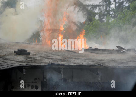 Haus Feuer - SE Portland, Oregon, USA Stockfoto