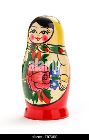 Russische Puppe Matreshka auf dem weißen Hintergrund Stockfoto