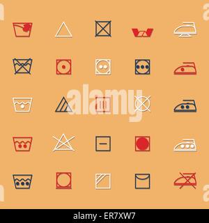 Stoff Pflege Zeichen und Symbol-Icons mit Schatten, Lager Vektor Stock Vektor