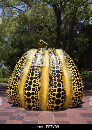 Yayoi Kusama Kürbis außerhalb von Fukuoka City Art Museum, Stadt Fukuoka, Kyushu, Japan Stockfoto