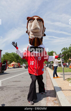 Die Racing-Präsidenten - Washington Nationals Baseball Team Maskottchen Stockfoto