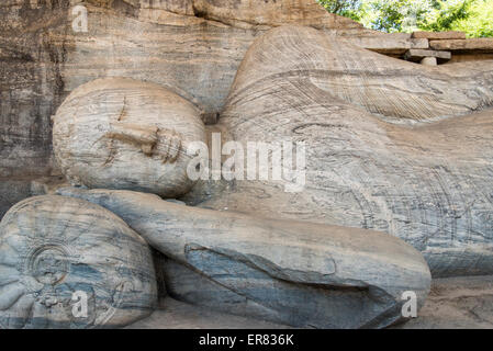 Liegender Buddha, Gal Vihara, Polonnaruwa, Sri Lanka Stockfoto