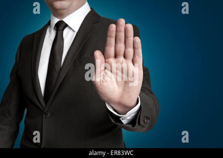 Hand-Stop von Geschäftsmann gezeigt. Stockfoto