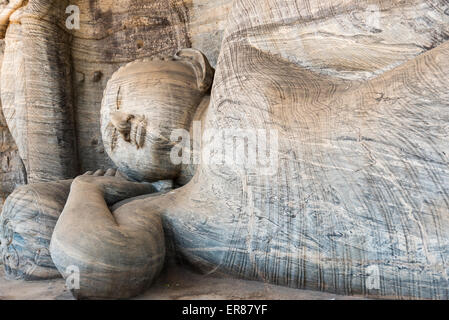 Liegender Buddha, Gal Vihara, Polonnaruwa, Sri Lanka Stockfoto