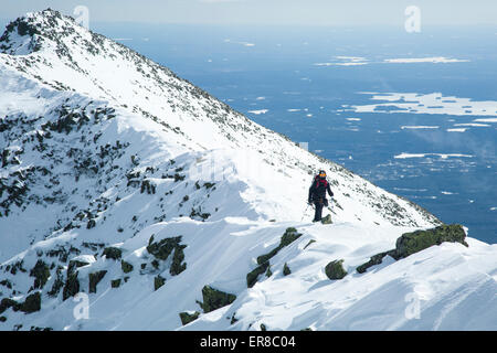 Wanderweg der Messerschneide auf Katahdin in Baxter State Park, Maine. Stockfoto