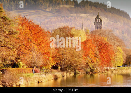 Herbst der River Tweed in Peebles, Scottish Borders Stockfoto