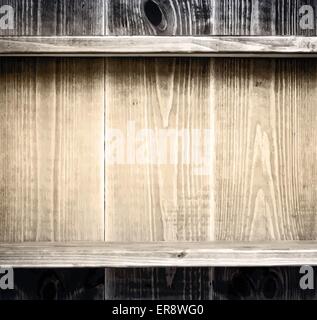 Alten Grunge Holzbohlen Textur mit Ablage für Bücher, Geschirr und andere Gegenstände. Vektor-illustration Stock Vektor