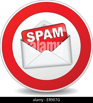 Vektor-Illustration von Spam-Briefumschlag-Symbol auf weißem Hintergrund Stock Vektor