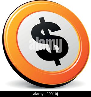 Vektor-Illustration der Orange 3D-Symbol Dollar Stock Vektor