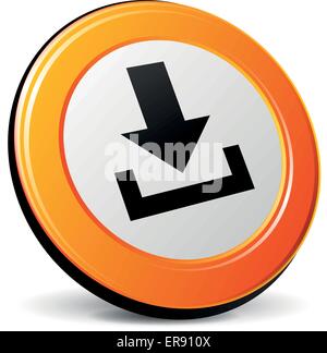 Vektor-Illustration der Orange 3d Download-Symbol Stock Vektor