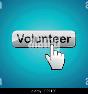 Vektor-Illustration von Schaltfläche "freiwilligen" auf blauem Hintergrund Stock Vektor