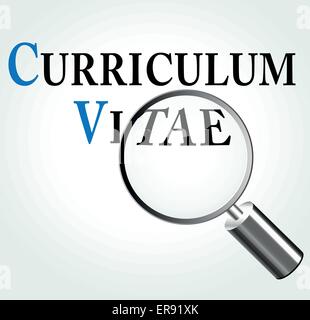 Vektor-Illustration eines Curriculum Vitae mit Lupe Stock Vektor
