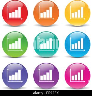 Vektor-Illustration des Graphen stellen Icons auf weißem Hintergrund Stock Vektor