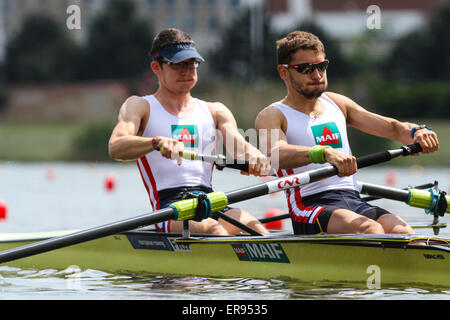 Poznan, Polen. 29. Mai 2015. Malta Regatta Kurs, European Rowing Championships Poznan 2015 Augustin Mouterde, Theophile Onfroy (FRA) Herren Paare Credit: Action Plus Sport/Alamy Live News Stockfoto