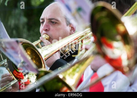 Dobcross Whit Freitag Brass Bandwettbewerb. Stockfoto